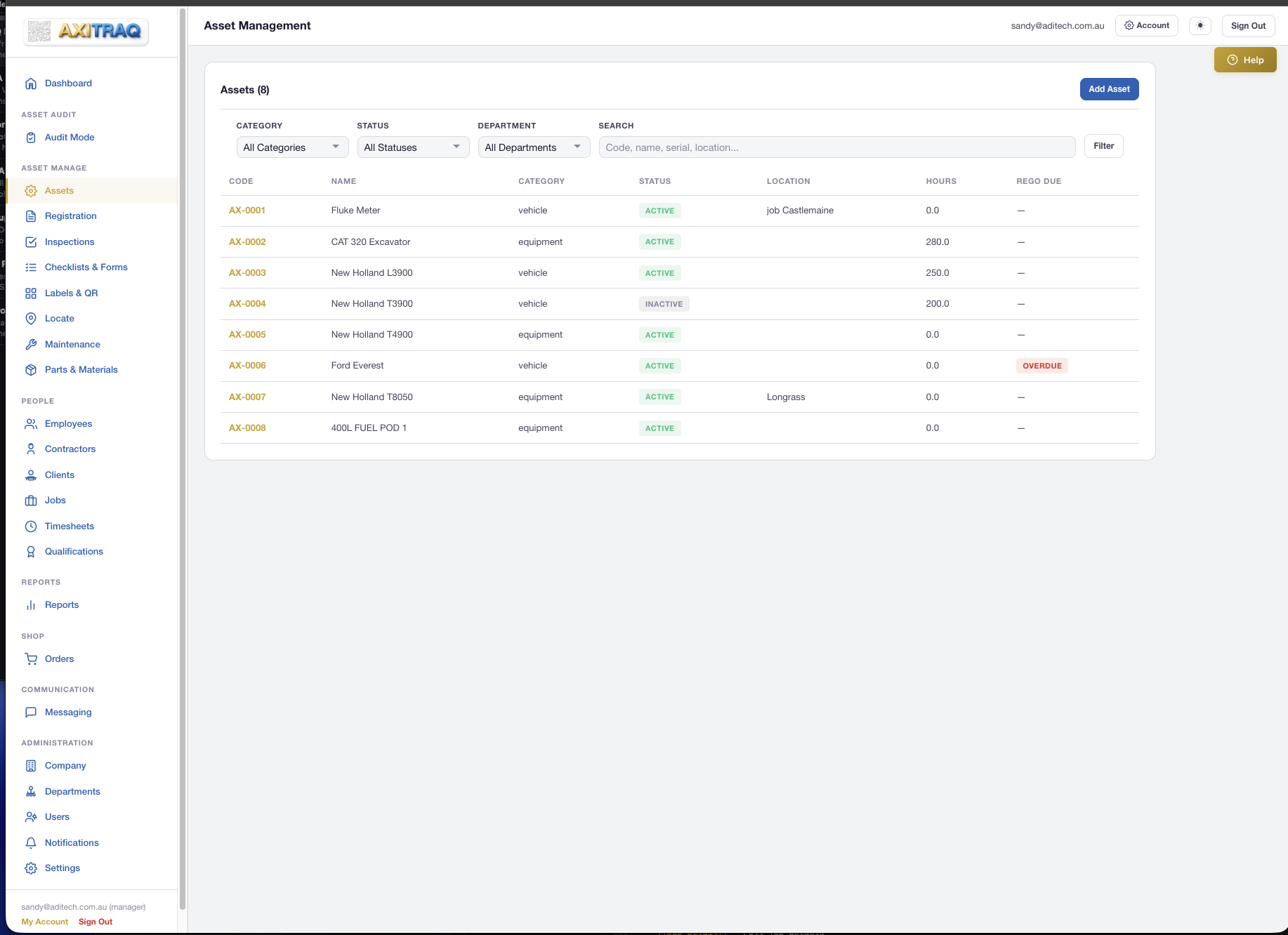 AXITRAQ Asset Register