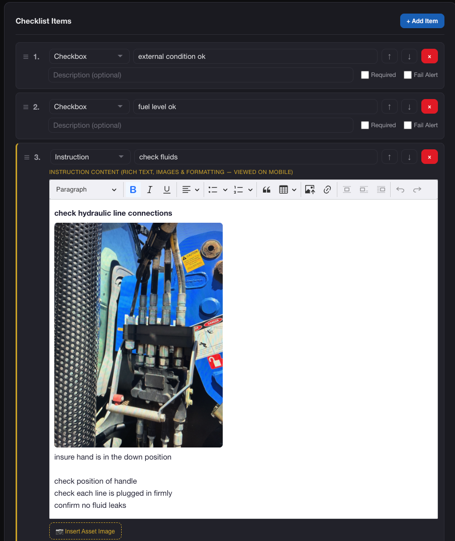 AXITRAQ Post-Stop Checklist